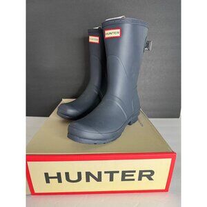 NIB Hunter Original Short Boots Matte Navy Back Adjustable EU 38 US 7 UK 5